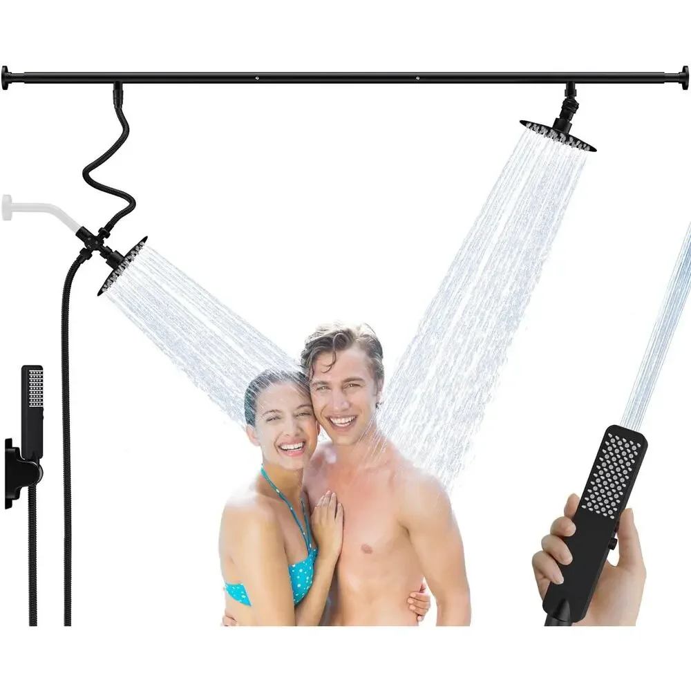 Dual Shower Head 6-Mode Diverter, Matte Black | 304 Stainless Fits 41